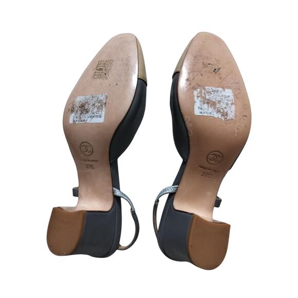 Chanel womens two tone slingback heels shoes size 7 - Picture 9 of 13